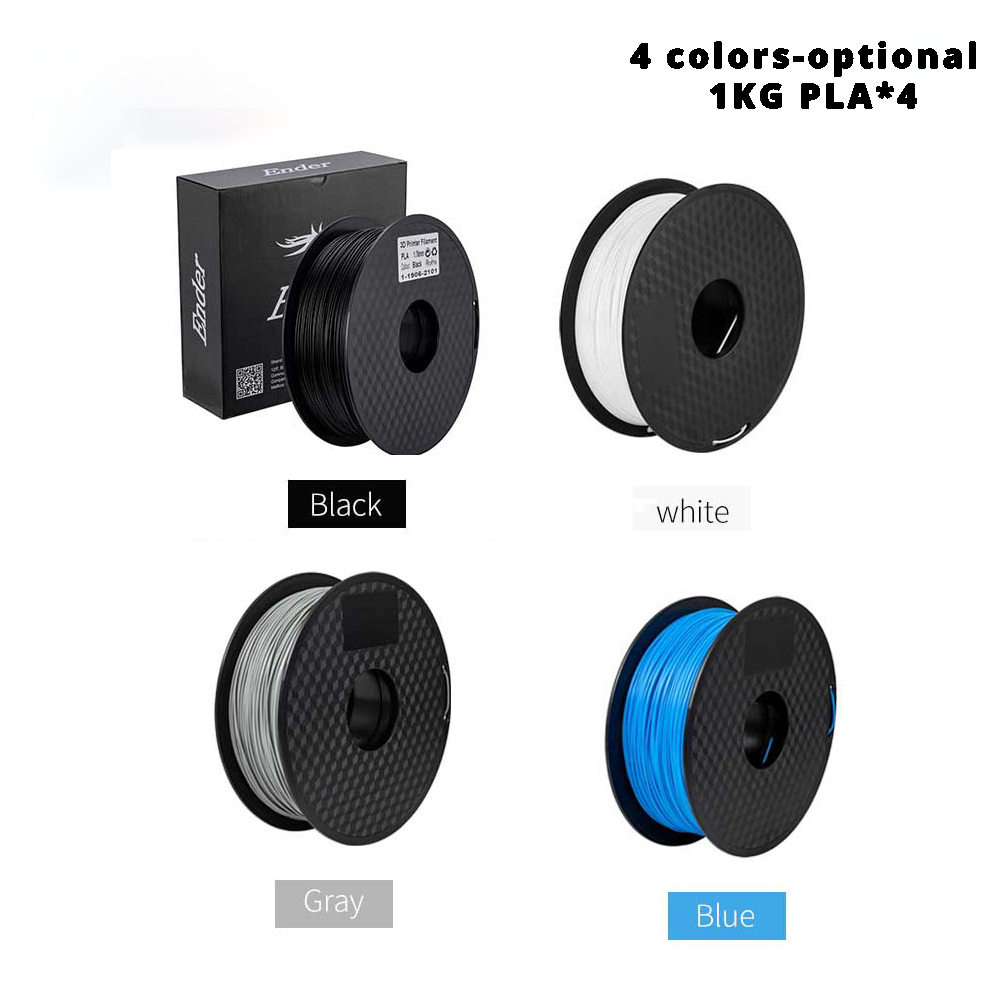 Creality 1.75mm PLA Filament-Black/White/Blue/Gray 4 Bundles