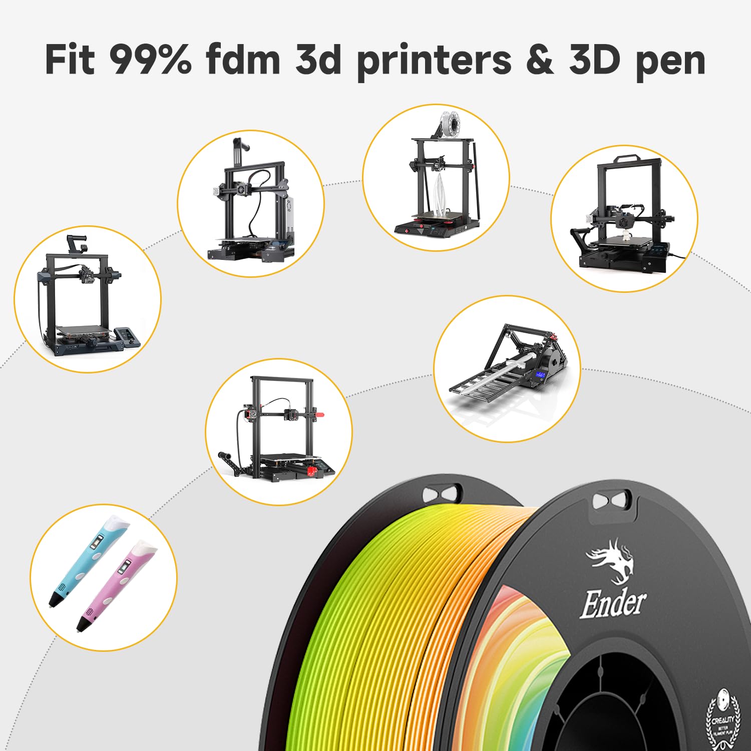 Creality Ender Rainbow 1.75mm PLA+ 3D Printing Filament 1kg